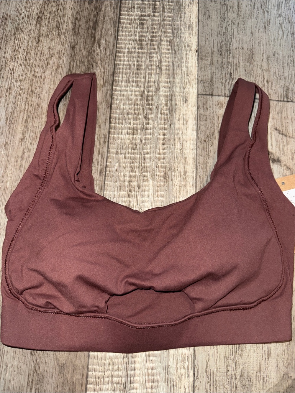 BERLOOK Wireless Scoop Neck Sports Bra in brown- size Small